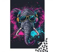 Rompecabezas de Elefante Con auriculares, 1000 piezas, Para adultos y Adolescentes a partir de 12 años. Regalos de Nochebuena (38 x 26 cm).
