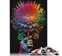 Rompecabezas de Flores artísticas, juego de bricolaje, rompecabezas Rectangular de Papel Para Regalo de cumpleaños de niño o niña, 1000 piezas (75 x 50 cm)