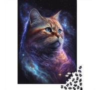 Rompecabezas de gato galáctico Para aliviar el estrés, 100% cartón reciclado, Para adultos y niños, Regalo único, 300 piezas (40 x 28 cm)