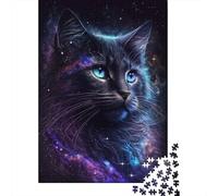 Rompecabezas de gato Negro galáctico, juguete relajante, rompecabezas de cartón Premium Para adultos y niños, Regalo de Halloween, 300 piezas (40 x 28 cm)