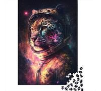 Rompecabezas de Leopardo y Astronauta espacial, juegos desafiantes Para toda la Familia, rompecabezas de cartón 100% reciclado Para adultos y niños, Regalo de cumpleaños, 300 piezas (40 x 28 cm)