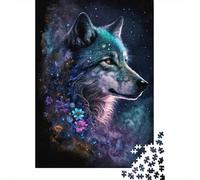 Rompecabezas de Lobo y Flores, 100% cartón reciclado, de Primera calidad, Para adultos y niños, Regalo de Halloween, 300 piezas (40 x 28 cm)