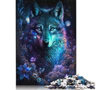 Rompecabezas de Lobo y Flores, decoración única Para el hogar, 100% cartón reciclado, Ideal Para niños o niñas, Regalo de Halloween, 1000 piezas (75 x 50 cm)