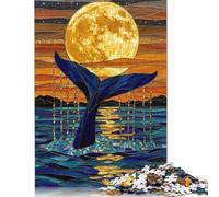 Rompecabezas de Madera Con diseño de cola de ballena Azul Para adultos, 1000 piezas (75 x 50 cm), diseño creativo de vidrieras cuadradas.