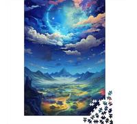Rompecabezas de Madera de 1000 piezas Con Cielo Negro y nubes arcoíris Para adultos, juego educativo, Regalo de Nochebuena, 1000 piezas (38 x 26 cm)