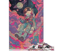 Rompecabezas de Madera de 1000 piezas Con diseño de gato Astronauta Musical Para adultos y Adolescentes, Ideal Para divertirse en Familia y jugar en la Noche. 1000 piezas (75 x 50 cm)
