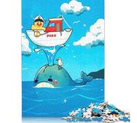 Rompecabezas de Madera de 1000 piezas Con diseño de Pato capitán Sobre ballena, Ideal Para adultos, 1000 piezas (75 x 50 cm)
