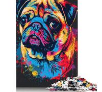 Rompecabezas de Madera de 1000 piezas Con diseño de Perro Carlino Para adultos, Ideal como Regalo de Nochebuena (75 x 50 cm).