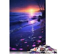 Rompecabezas de Madera de 1000 piezas Con Un hermoso atardecer en la Playa. Rompecabezas de Madera Para adultos y Adolescentes a partir de 12 años. Regalos de Navidad. 1000 piezas (75 x 50 cm).
