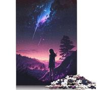 Rompecabezas de Madera de 1000 piezas de Anime Shooting Stars Sky Para adultos, Ideal Para Adolescentes, Ideal como Regalo Para decoración Del hogar, 1000 piezas (75 x 50 cm)