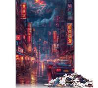 Rompecabezas de Madera de 1000 piezas de Neon City Para adultos y Adolescentes. Juego Familiar. Regalos de Nochebuena. 1000 piezas (75 x 50 cm).