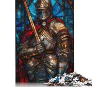 Rompecabezas de Madera de 1000 piezas de Paladin Knight Stain Glass Para adultos, Ideal Para Adolescentes, Ideal como Regalo Para decoración Del hogar, 1000 piezas (75 x 50 cm)
