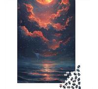 Rompecabezas de Madera de 1000 piezas Luna Sobre el mar Para adultos, juego educativo, desafío, Regalo de Nochebuena, 1000 piezas (38 x 26 cm)
