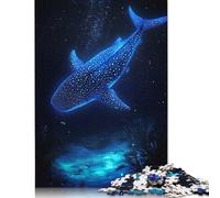 Rompecabezas de Madera de 500 piezas Para adultos, tiburón ballena Brillante en el mar Azul Profundo, rompecabezas cuadrado Para niños, juegos familiares, Regalos de Navidad, 500 piezas (52 x 38 cm)