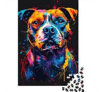 Rompecabezas de Madera Para adultos, diseño de Staffordshire Bull Terrier, Ideal Para Adolescentes, Regalo, decoración Del hogar, 1000 piezas (38 x 26 cm)