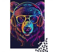 Rompecabezas de OSO de neón Con gafas de Sol Para Adolescentes, 1000 piezas, Regalo de Navidad, rompecabezas Para adultos, 1000 piezas (38 x 26 cm)