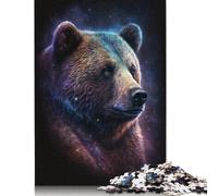 Rompecabezas de OSO Pardo de Arte espacial, difícil de Resolver, de Papel Duro, Rectangular, Para adultos y niños, Regalo único, 1000 piezas (75 x 50 cm)