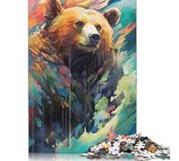 Rompecabezas de OSO Pardo de Colores Para adultos y Adolescentes, 1000 piezas, Ideal Para juegos de rompecabezas sostenibles, Regalo de Navidad, 1000 piezas (75 x 50 cm)