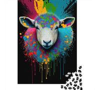 Rompecabezas de ovejas artísticas, juegos desafiantes Para toda la Familia, rompecabezas de cartón 100% reciclado Para adultos y niños, Regalo de cumpleaños, 300 piezas (40 x 28 cm)