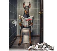 Rompecabezas de Papel de 1000 piezas de Doberman en el baño Para adultos, Regalo de Navidad, juego educativo, juguete de desafío, 1000 piezas (75 x 50 cm)