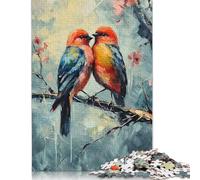 Rompecabezas de Papel de 1000 piezas Dos pájaros en una rama Para adultos y Adolescentes, Ideal como Regalo Para Adolescentes, juego de ingenio (75 x 50 cm).
