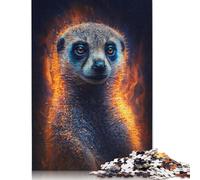 Rompecabezas de suricata de Fuego, 100% cartón reciclado. Rompecabezas de cartón 100% reciclado Para niño o niña. Regalo de Halloween. 1000 piezas (75 x 50 cm).