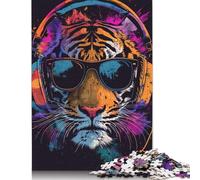 Rompecabezas de Tigre Con auriculares de 1000 piezas Para adultos y Adolescentes. Rompecabezas Para diversión Familiar y Noches de juegos. 1000 piezas (75 x 50 cm).