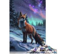Rompecabezas de Zorro Rojo y Auroras boreales Para adultos, 520 piezas, de Madera, Para adultos y Adolescentes, Ideal Para decorar el hogar (52 x 38 cm).