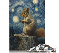 Rompecabezas Para adultos: Ardilla Bajo una Noche estrellada. Juego educativo, 1000 piezas (75 x 50 cm).