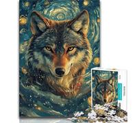Rompecabezas Para adultos de 1000 piezas difícil de Resolver Lobo Bajo el Cielo nocturno rompecabezas de 1000 piezas Ideal como Regalo Para toda la Familia adecuado Para 14 38x26cm