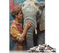 Rompecabezas Para adultos de 1000 piezas: Mujer y Elefante. Rompecabezas Para adultos. Juego educativo. Juguete de desafío. 1000 piezas (75 x 50 cm).