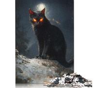Rompecabezas Para adultos: Gato Negro Con ojos Brillantes, rompecabezas Para adultos, juego educativo, juguete de desafío, 1000 piezas (75 x 50 cm)