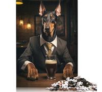 Rompecabezas Para adultos y Adolescentes: Doberman en el pub. Rompecabezas Para adultos y Adolescentes. Juego Familiar. 1000 piezas (75 x 50 cm).