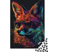 Rompecabezas Para adultos: Zorro Con gafas de Sol. Rompecabezas Para adultos. Juego educativo. Juguete de desafío. 1000 piezas (38 x 26 cm).