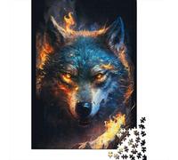 Rompecabezas Rectangular de Papel 100% reciclado de Primera calidad Con diseño de Lobo y Animal de Fuego, Ideal Para Mujeres y Hombres, Regalo único, 300 piezas (40 x 28 cm)