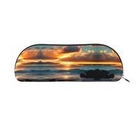RoMuka Beach Maui Hawaii Sunset Sea Waves Clouds Sac de rangement demi-rond en cuir Sac de papeterie Sac de maquillage Portefeuille Sac de rangement, Argenté, One Size, Sac de rangement