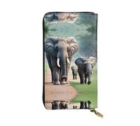 RoMuka Elephant Family 10691 Portefeuille en cuir pour cartes de crédit, espèces, pièces de monnaie, noir, taille unique, Noir, One Size
