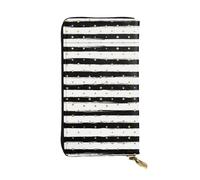 RoMuka Encre Et Or Point Rayures En Cuir Long De Poche Portefeuille Carte Sac Pour Carte De Crédit Argent Argent Coin Stockage, Noir, Taille Unique, Noir, One size