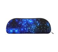 RoMuka Galaxy Stars Sac de rangement demi-rond en cuir pour papeterie, maquillage, portefeuille, Argenté, One Size, Sac de rangement