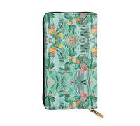 RoMuka Portefeuille long en cuir de Flore tropicale Sac à cartes de poche pour carte de crédit argent pièces de rangement, noir, taille unique, noir, taille unique, Noir, One size
