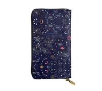 RoMuka Star Constellation Carte En Cuir Longue Poche Portefeuille Carte Sac Pour Carte De Crédit Argent Pièces De Rangement, Noir, Taille Unique, Noir, Taille Unique, Noir, One size