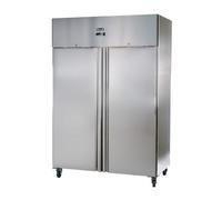 ROMUX® Armoire réfrigérée avec 2 portes de 134 cm, refroidissement ventilé, en acier inoxydable, capacité 1065L-6 étagères et 750 W, hôtellerie, restaurants et bars