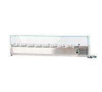 ROMUX® Vitrine à ingrédients réfrigérée 160 x 33 x 44 cm en acier inoxydable 8 bacs GN 1/4 | Réfrigérateur d'ingrédients avec thermostat numérique Dixell | Comptoir Vitrine réfrigérée