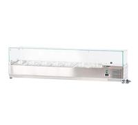ROMUX® Vitrine à ingrédients réfrigérée 160 x 39 x 44 cm en acier inoxydable 7 bacs GN 1/3 | Réfrigérateur d'ingrédients avec thermostat numérique Dixell | Comptoir Vitrine réfrigérée