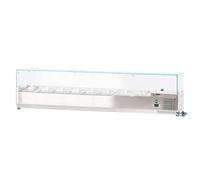 ROMUX® Vitrine à ingrédients réfrigérée 180 x 39 x 44 cm en acier inoxydable 8 bacs GN 1/3 | Réfrigérateur d'ingrédients avec thermostat numérique Dixell | Comptoir Vitrine réfrigérée