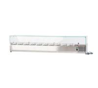 ROMUX® Vitrine à ingrédients réfrigérée en acier inoxydable 8 bacs GN 1/4 avec thermostat numérique Dixell 200 x 33 x 44 cm