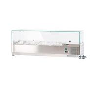 ROMUX® Vitrine d'ingrédients réfrigérée 120 x 39 x 44 cm en acier inoxydable 4 bacs GN 1/3 | Réfrigérateur d'ingrédients avec thermostat numérique Dixell | Comptoir Vitrine réfrigérée