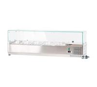 ROMUX® Vitrine d'ingrédients réfrigérée 140 x 39 x 44 cm en acier inoxydable 5 bacs GN 1/3 | Réfrigérateur d'ingrédients avec thermostat numérique Dixell | Comptoir Vitrine réfrigérée