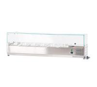 ROMUX® Vitrine d'ingrédients réfrigérée 150 x 39 x 44 cm en acier inoxydable 6 bacs GN 1/3 | Réfrigérateur d'ingrédients avec thermostat numérique Dixell | Comptoir Vitrine réfrigérée