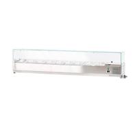 ROMUX® Vitrine d'ingrédients réfrigérée 200 x 39 x 44 cm en acier inoxydable 10 bacs GN 1/3 | Réfrigérateur d'ingrédients avec thermostat numérique Dixell | Comptoir Vitrine réfrigérée